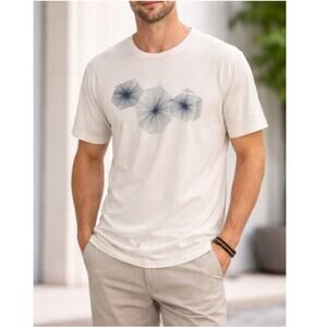 New AG Adriano Goldschmied Men's Cream Short Sleeve Oversized T-Shirt Size M